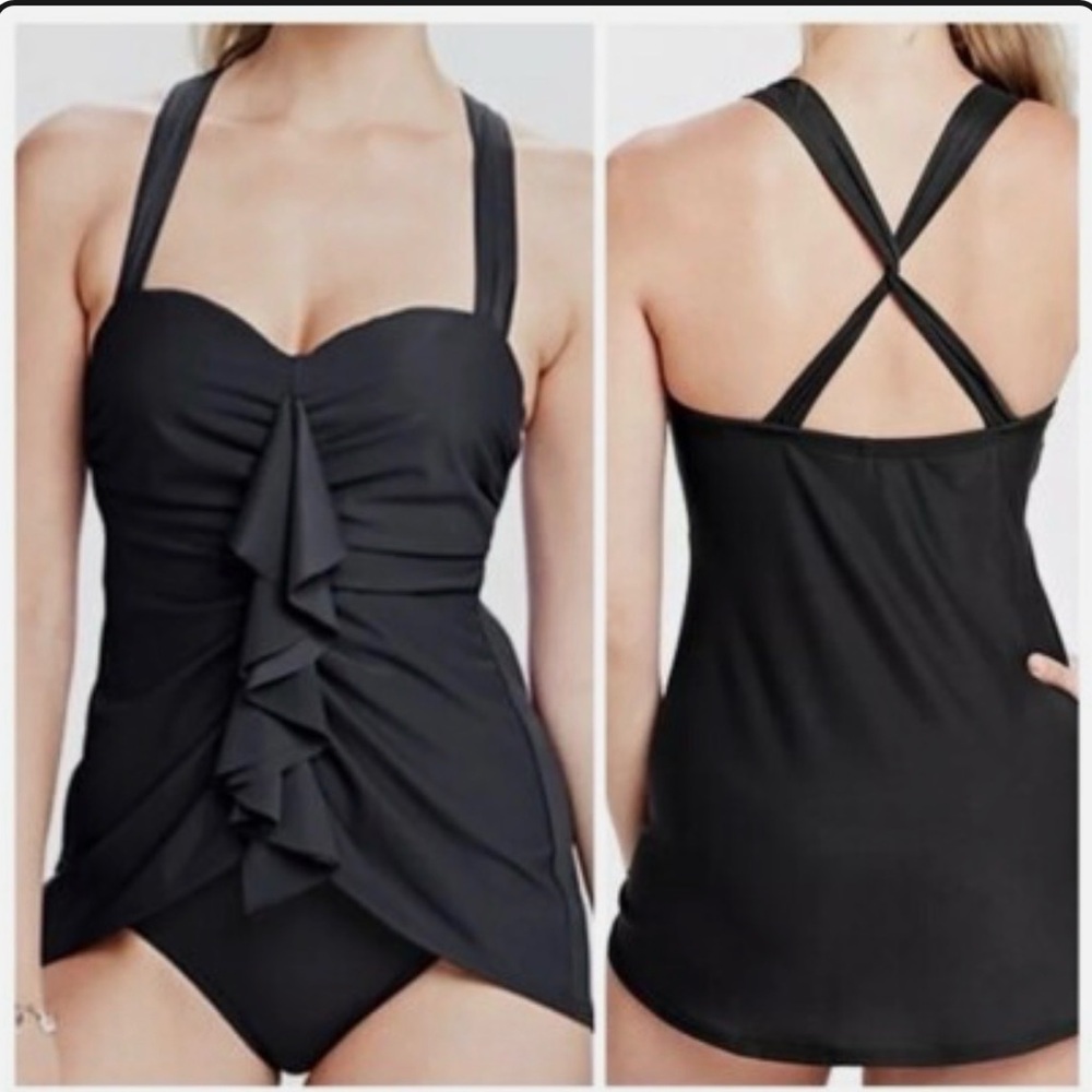 Lands' End One Piece Halter Slimming Swimsuit - Purple - size 16